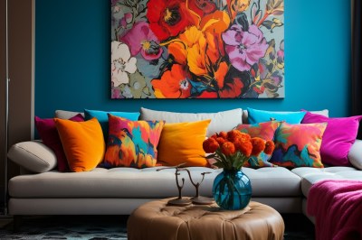 Home decor and throw pillows digitally printed with brilliantly coloured graphics.